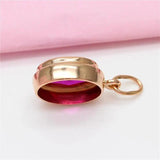 Purple Plated 14K Rose Oval Ruby Pendant Choker Necklace