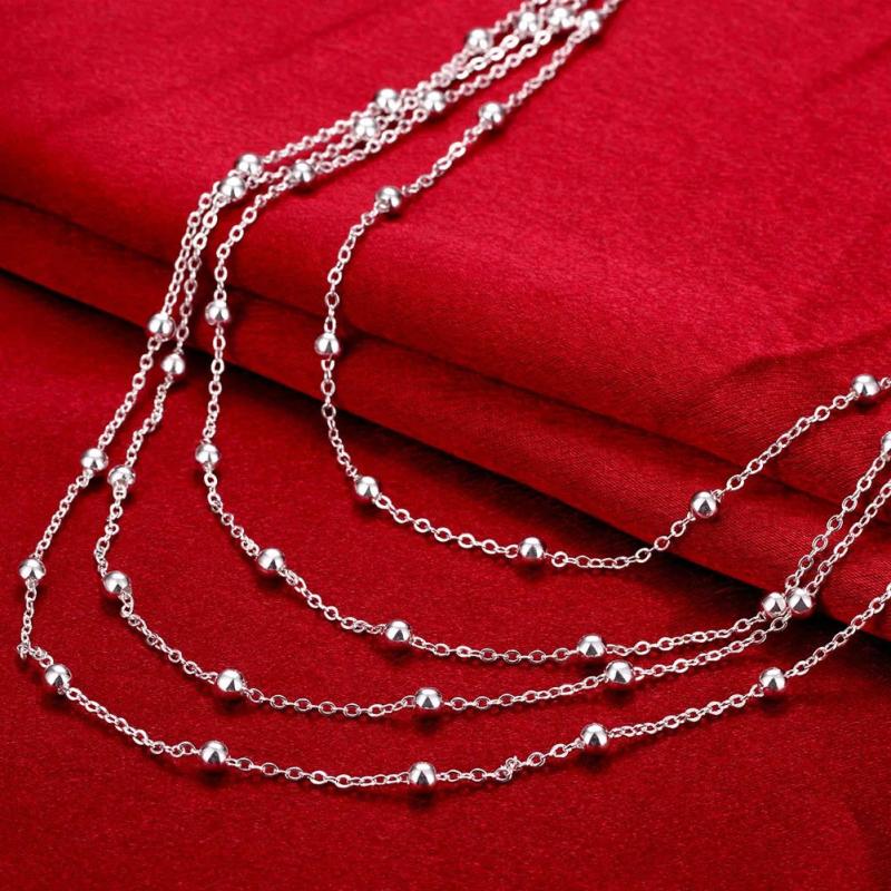 925 Silver Bead Chain Necklace 18 in Wedding Gift