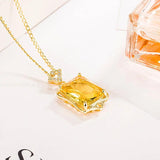 925 Silver Zircon Necklace Rectangle Pendant Bridal Jewelry