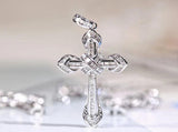 Classic Faith Cross Pendant Necklace Silver Crystal Zircon Sweater Chain