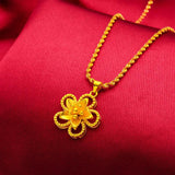 Fine Jewelry Flower 24KT Pendant Necklaces