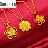 Fine Jewelry Flower 24KT Pendant Necklaces