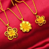 Fine Jewelry Flower 24KT Pendant Necklaces