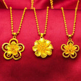 Fine Jewelry Flower 24KT Pendant Necklaces