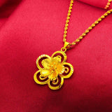 Fine Jewelry Flower 24KT Pendant Necklaces