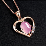 Heart Necklace 925 Silver with Rose Quartz Pendant