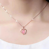 Heart Necklace 925 Silver with Rose Quartz Pendant