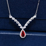 Angel Wings Red Zircon Necklace Silver Choker