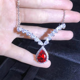 Angel Wings Red Zircon Necklace Silver Choker