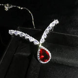 Angel Wings Red Zircon Necklace Silver Choker