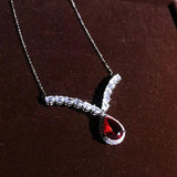 Angel Wings Red Zircon Necklace Silver Choker