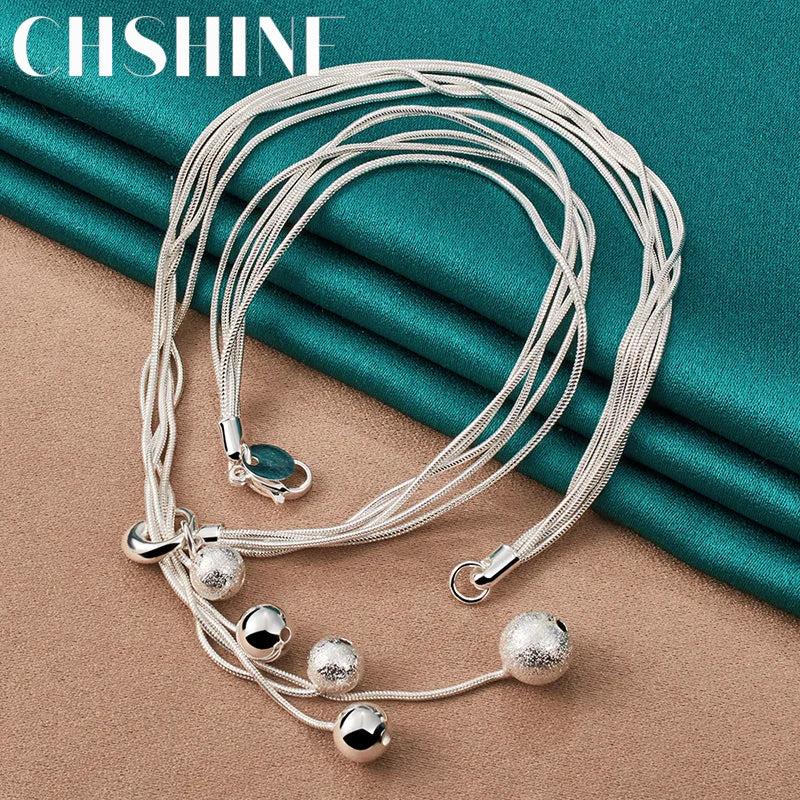925 Silver Snake Chain Beads Necklace for Women