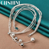 925 Silver Snake Chain Beads Necklace for Women