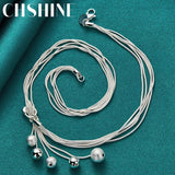925 Silver Snake Chain Beads Necklace for Women