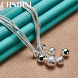925 Silver Snake Chain Beads Necklace for Women