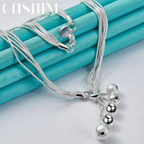 925 Silver Snake Chain Beads Necklace for Women