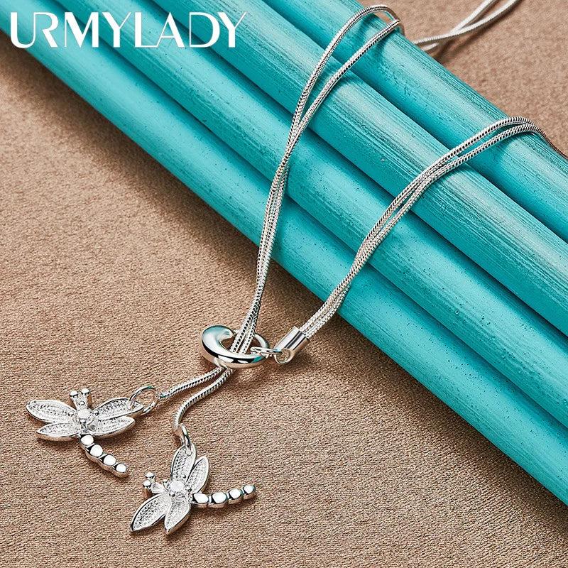 925 Silver Dragonfly Necklace for Women