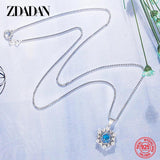 925 Sterling Silver Snowflake Crystal Necklace Chain For Women