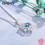 925 Sterling Silver Snowflake Crystal Necklace Chain For Women