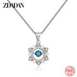 925 Sterling Silver Snowflake Crystal Necklace Chain For Women