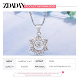 925 Sterling Silver Snowflake Crystal Necklace Chain For Women