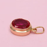 Purple Plated 14K Rose Ruby Pendant Choker Necklace