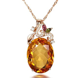 Champagne CZ Stone Pendant Necklace Sweater Choker Chains Jewelry