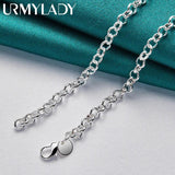 925 Silver Flower Pendant Necklace 20 Inch Women Wedding Charm Jewelry