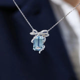 CZ Pendant Necklace Silver Clavicle Chain Choker