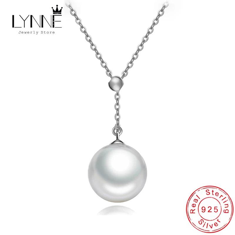 Pearl Pendant Necklace 925 Sterling Silver Adjustable Collarbone Jewelry