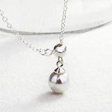 Pearl Pendant Necklace 925 Sterling Silver Adjustable Collarbone Jewelry