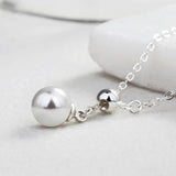Pearl Pendant Necklace 925 Sterling Silver Adjustable Collarbone Jewelry