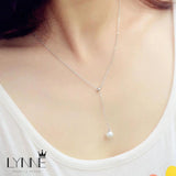 Pearl Pendant Necklace 925 Sterling Silver Adjustable Collarbone Jewelry