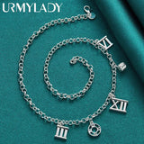 925 Silver Roman Numeral Chain Necklace Wedding Jewelry