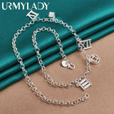 925 Silver Roman Numeral Chain Necklace Wedding Jewelry