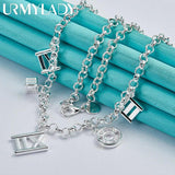 925 Silver Roman Numeral Chain Necklace Wedding Jewelry