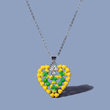 Silver Heart Shape Necklace Charm Enamel