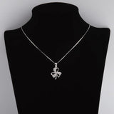 925 Silver Zircon 3 Leaf Clover Necklaces Heart Pendants Wedding Jewelry
