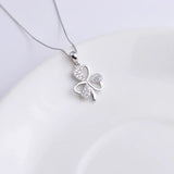 925 Silver Zircon 3 Leaf Clover Necklaces Heart Pendants Wedding Jewelry