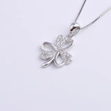 925 Silver Zircon 3 Leaf Clover Necklaces Heart Pendants Wedding Jewelry