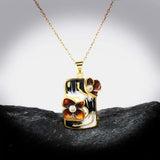925 Silver Necklace Geometric Hollow Flower Pendant Enamel Jewelry