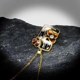 925 Silver Necklace Geometric Hollow Flower Pendant Enamel Jewelry