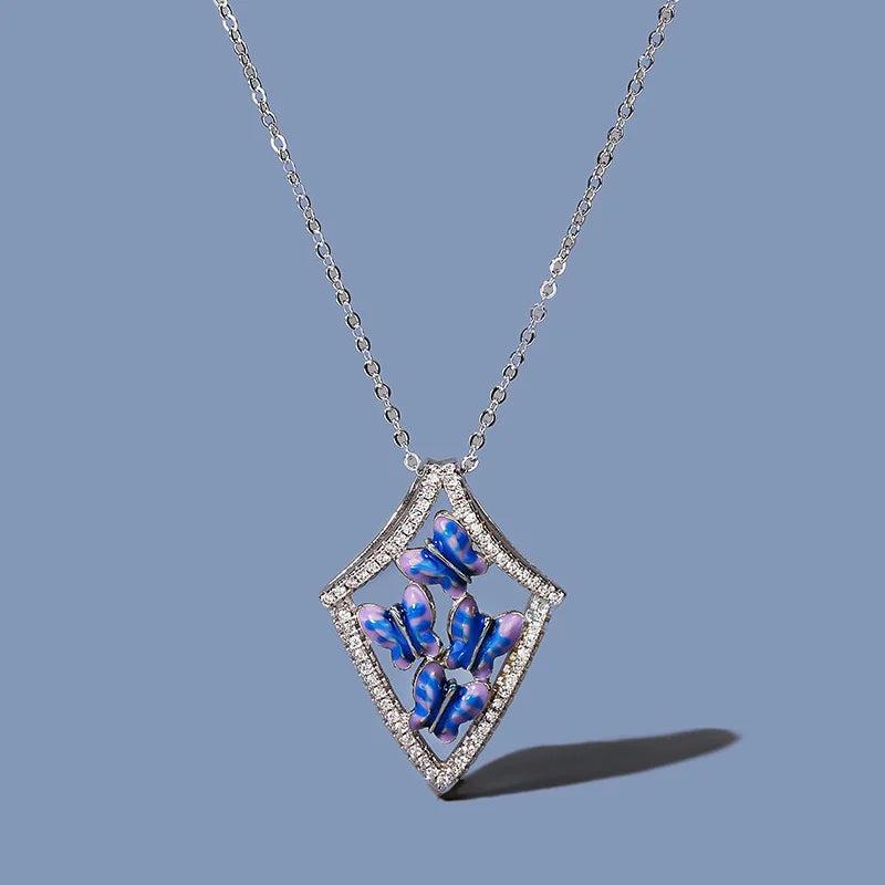 Butterfly Pendant Zircon Necklace Clavicle Chain
