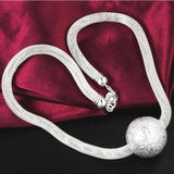 925 Silver Big Ball Net Necklace X11