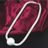 925 Silver Big Ball Net Necklace X11