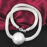 925 Silver Big Ball Net Necklace X11