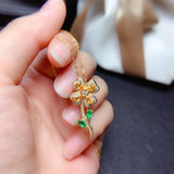 Four Leaf Clover Necklace with Lab Emerald Pendant