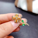 Four Leaf Clover Necklace with Lab Emerald Pendant