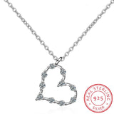 925 Silver Crystal Heart Necklace Pendant Rhinestone Jewelry