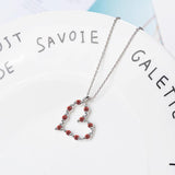 925 Silver Crystal Heart Necklace Pendant Rhinestone Jewelry